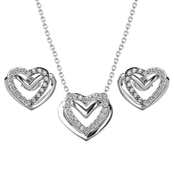 Cate & Chloe Cathy 18k White Gold Plated Jewelry Set with Swarovski Crystals for Women, Gift for Her