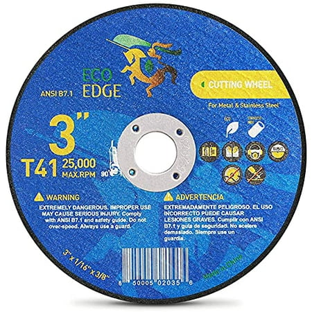 

Eco Edge 25-Pack 3-Inch Cut Off Wheel: Aluminum Oxide Double Reinforced Cutting Disc Size (3 x1/16 ) 3/8 Arbor For Die Grinder Ultra Thin Superior Cutting Wheels