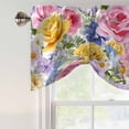 thumbnail image 5 of Tie Up Valances for Windows, Purple Pink Floral Adjustable Valance Curtains Window Treatment for Living Room, Spring Watercolor Country Flower Rod Pocket Kitchen Curtains & Drapes 54x18 Inch, 5 of 9