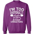 thumbnail image 2 of OXI Crewneck Sweatshirt - I'm Too Emotionally, Basic Casual Sweatshirts for Men's and Women Fleece Sweatshirt Long Sleeve - Purple Medium, 2 of 2