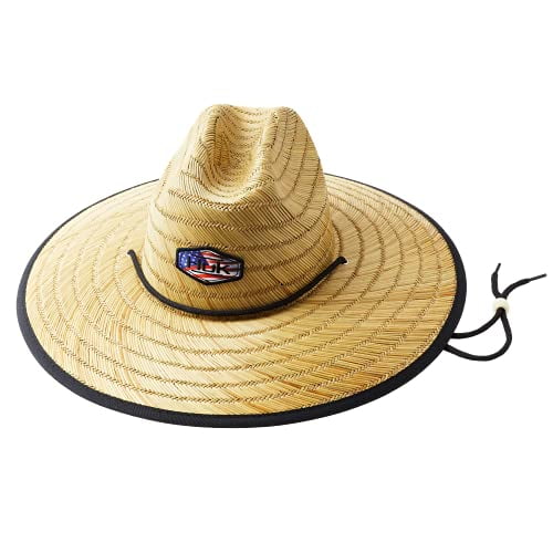 Camo Patch Straw Wide Brim Fishing Hat 