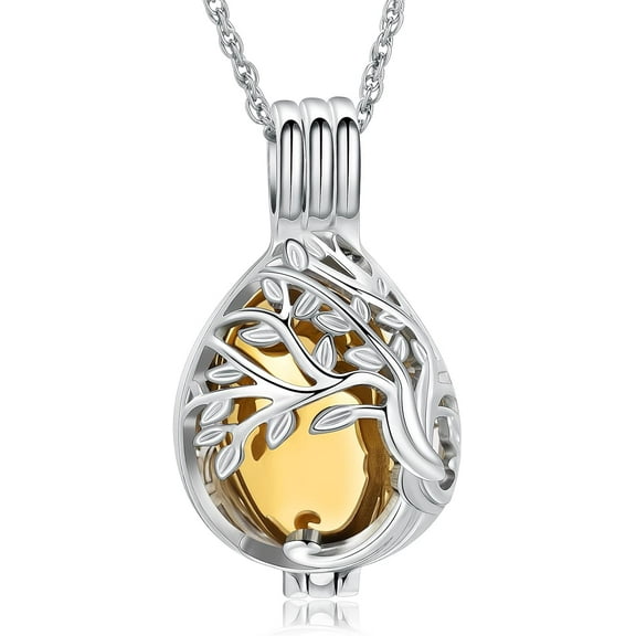 Tree of Life Urn Necklaces for Ashes for Women Men Teardrop Cremation Jewelry for Ashes Memorial Pendant