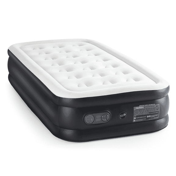 KPUY Twin Size Portable Air Mattress, 16“ Inflatable Blow Up Double Height Air Bed with Built-in Electric Air Pump, Non-Slip Bottom Design, Suitable for Camping or Home