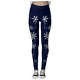 thumbnail image 4 of Fiaer Christmas Women's Black Leggings Snowflake Graphic High Waisted Pants Plus Size Cozy Trendy Tight Trousers Dark Blue S, 4 of 4