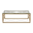 thumbnail image 3 of Henn&Hart 17" Art Deco Metal Brass Finish Coffee Table with Glass Top, 3 of 8