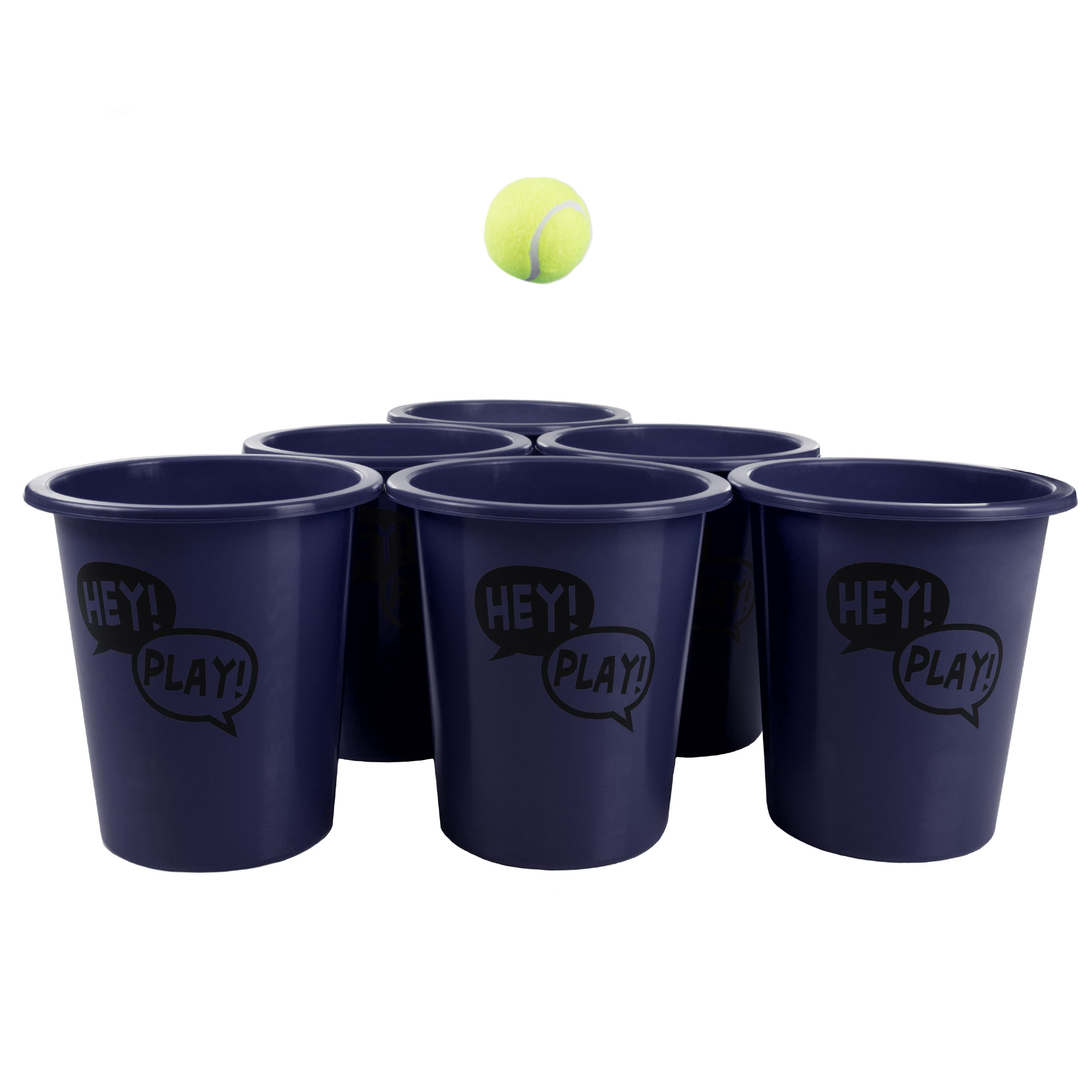 Large Beer Pong Outdoor Game Set by Hey! Play! (Blue and Yellow)