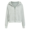 thumbnail image 6 of UngA Women Zip Up Hoodie Drawstring Cute Hoodies Fall Jacket Oversized Casual Sweatshirts with Pocket Hoodies Women (Light Gray,L), 6 of 7