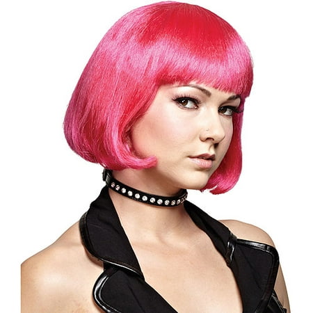 Hot Pink Bob Wig Adult Halloween Accessory