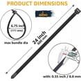 thumbnail image 5 of ALBO Heavy Duty Weather-Resistant Nylon Cable Ties, 24-Inch Black, 200 lb, Self-Locking, Multipack (100 Count), 5 of 6