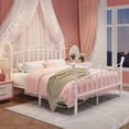 thumbnail image 4 of Amolife Queen Bed Frame, Metal Platform Bed with Crown-Shaped Headboard and Footboard, 12.6'' Under-Bed Storage Space, No Box Spring Needed, White, 4 of 12