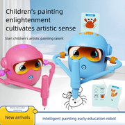 Drawing Robot for Kids, Learning Educational Robot Toys with Voice Interaction, Includes 100 Word Cards, Learning Activities Toy Christmas Birthday Gift for Kids, Pink