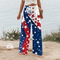 thumbnail image 5 of Mlqidk Women's American Flag Pants High Waist Patriotic Yoga Pants Lounge Cotton Linen 4th Of July Trouser Wide Leg Stars and Stripes Printed Pants with Pocket Watermelon Red M, 5 of 5