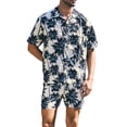 thumbnail image 1 of xiaxaixu Men's Hawaii Matching Sets Short Sleeve Tree Printed Button Down Shirt + Shorts Set Tropical Suits, 1 of 7
