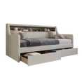 thumbnail image 4 of Home Design Brianna Twin Daybed with Upholstered Frame, Nailhead Trim, Built-In Storage with Two Drawers, Stylish Seating and Sleeping Solution, Warm Gray, 4 of 6