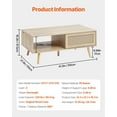 thumbnail image 4 of Rattan Coffee Table 42 Inch Mid  Modern Boho Style Two Layers Storage Wood Table for Living Room Bedroom, 4 of 8