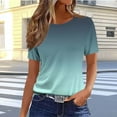thumbnail image 2 of Htigea Women Crew Neck Fitted Tight Tshirt Short Sleeve Shirt Basic Knit Top Fall Savings Army Green,L, 2 of 5