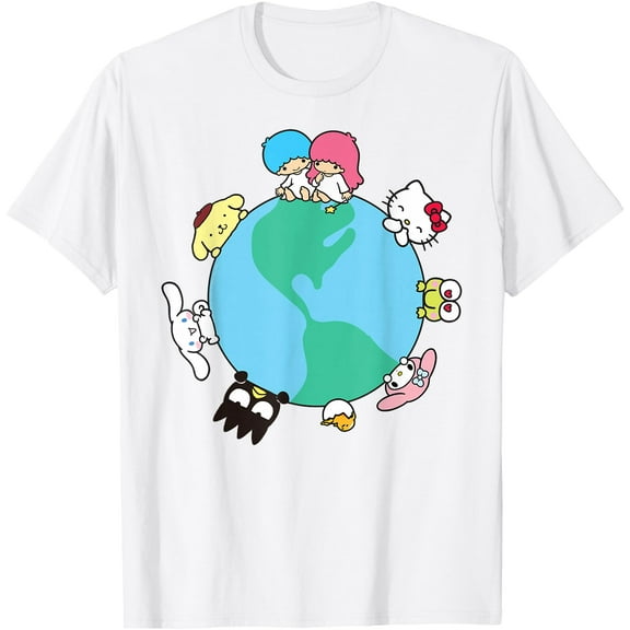 Hello Kitty and Friends Cute Together Earth DTG Print Unisex T-Shirt