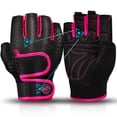 thumbnail image 1 of Guantes de entrenamiento MOREOK acolchados para levantamiento de pesas, gel de 3 mm, color rosa L, 1 of 7