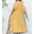 thumbnail image 3 of BSDJILFG Womens Swimsuit Cover Up Long Cardigan Lightweight Flowy Short Sleeve Loose Fit Tie Waist High Split Shirt Dress, 3 of 5