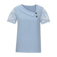 thumbnail image 3 of Vmvidoty Women's Asymmetrical Neck Tops Cut Out T Shirt with Print Floral Lace Graphic Short Sleeve Blue XL, 3 of 5