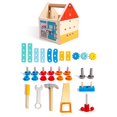 NIBOLOG Kids Wooden Multifunction Toolbox Toy with Saw Hammer Wrench