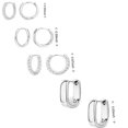 thumbnail image 5 of 4 Pairs Silver Plated Huggie Hoop Earrings Set for Women – Hypoallergenic Lightweight Small Hoop Earrings Jewelry Gift for Womens, 5 of 5