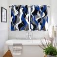 thumbnail image 3 of Blue Black Stripes Kitchen Curtains Short 54 Inch Length, Modern Abstract Ombre Grey White Lines Grommet Top Bedroom Living Room Curtains, Light Filtering Cafe Curtain Drapes 2 Panels Set 84''x54'', 3 of 9