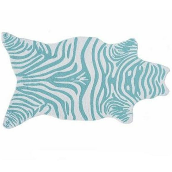 Mini zebra teal uv polypropelene hook rug