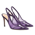 thumbnail image 3 of XYD Women Sexy Pointed Toe Crystal Transparent Pumps Stiletto High Heel Slingback Sandals Evening Party Shoes Size 7 Purple, 3 of 4