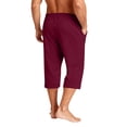 thumbnail image 5 of Mens Swim Trunks Men's Casual Drawstring Cropped Capri Pants Lightweight Summer Shorts with Elastic Waist Pockets 7 Inch Length Beach Lounge Pants for Daily Travel Wine 2XL, 5 of 8