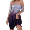 thumbnail image 2 of Summer Dress for Women Beach Boho Strapless Cover Ups Off Shoulder Floral Sundresses Purple XL, 2 of 3