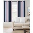 thumbnail image 2 of Navy Blue Pink Striped Blackout Curtains 72 Inches Long for Bedroom, Modern Minimalist Ombre Lines Thermal Insulated Room Darkening Black Out Window Curtain Panels Grommet Drapes for Living Room, 2 of 8