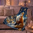 thumbnail image 6 of Red Fox Snowy Forest Under Golden Moon Magical, Festive Holiday Scene, Warm Flannel Blanket for Cabin and Lodge, Art Lovers Housewarming Gift, Festive Home Decor, 6 of 9