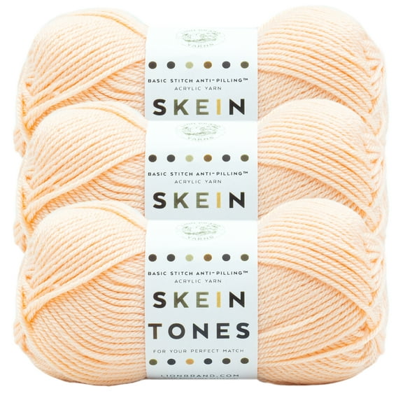 Lion Brand Yarn Basic Stitch Anti Pilling Skein Tones Peachy Anti Pilling Medium Acrylic Orange Yarn 3 Pack