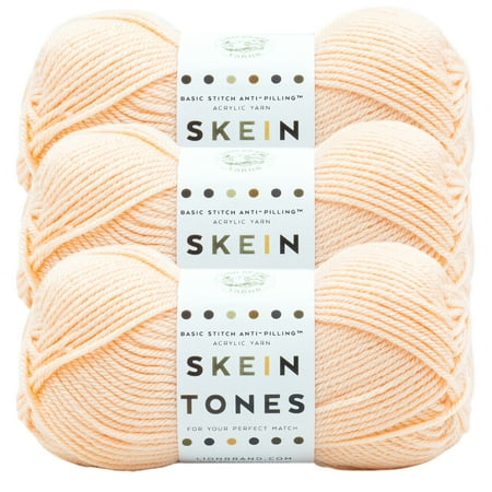 UPC: 0842093128298 | Lion Brand Yarn Basic Stitch Anti Pilling Skein Tones Peachy Anti Pilling Medium Acrylic Orange Yarn 3 Pack