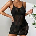 thumbnail image 2 of WXLWZYWL Summer Dress Women'S Solid Sleeveless Suspender V-Neck Hollow Beach Bikini Cover Up Lace Up Dress Black, 2 of 4