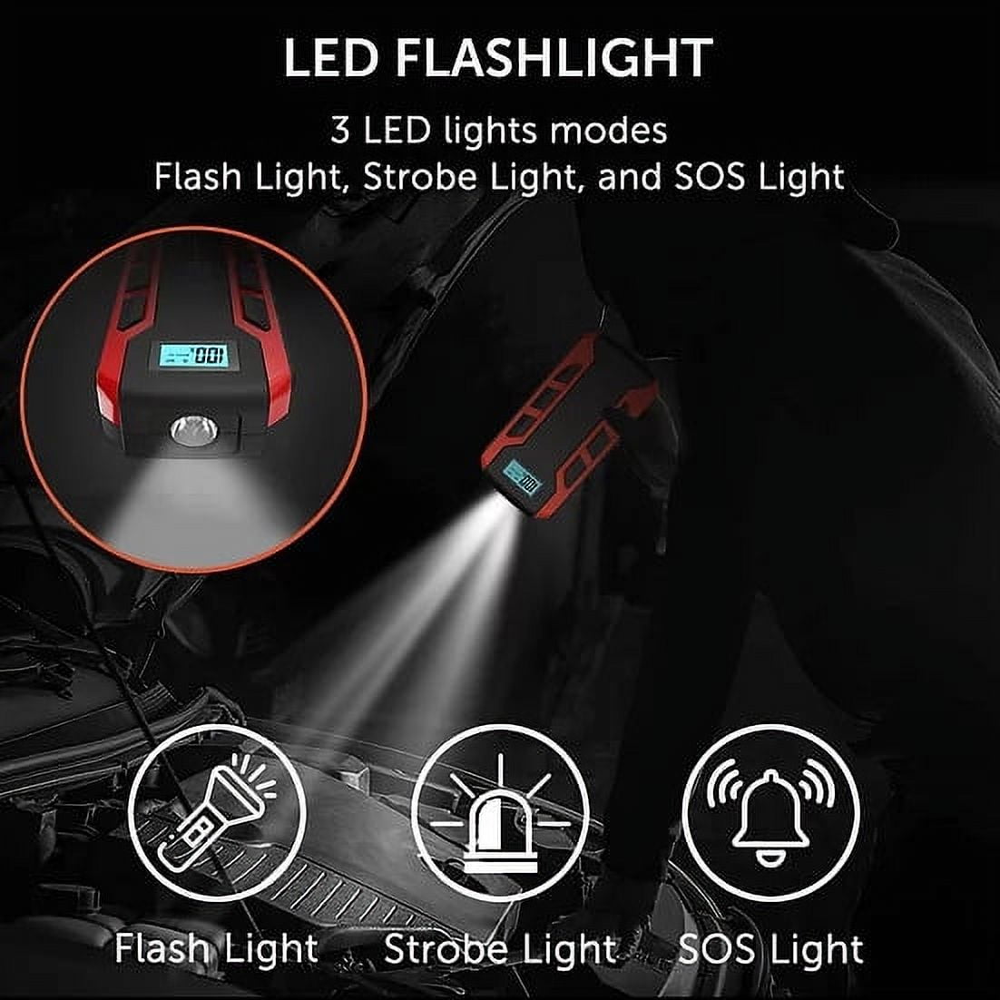 Alpha Digital 800A Portable Car Jump Starter 10,000mAh 6.0L Gas/3.0L Diesel