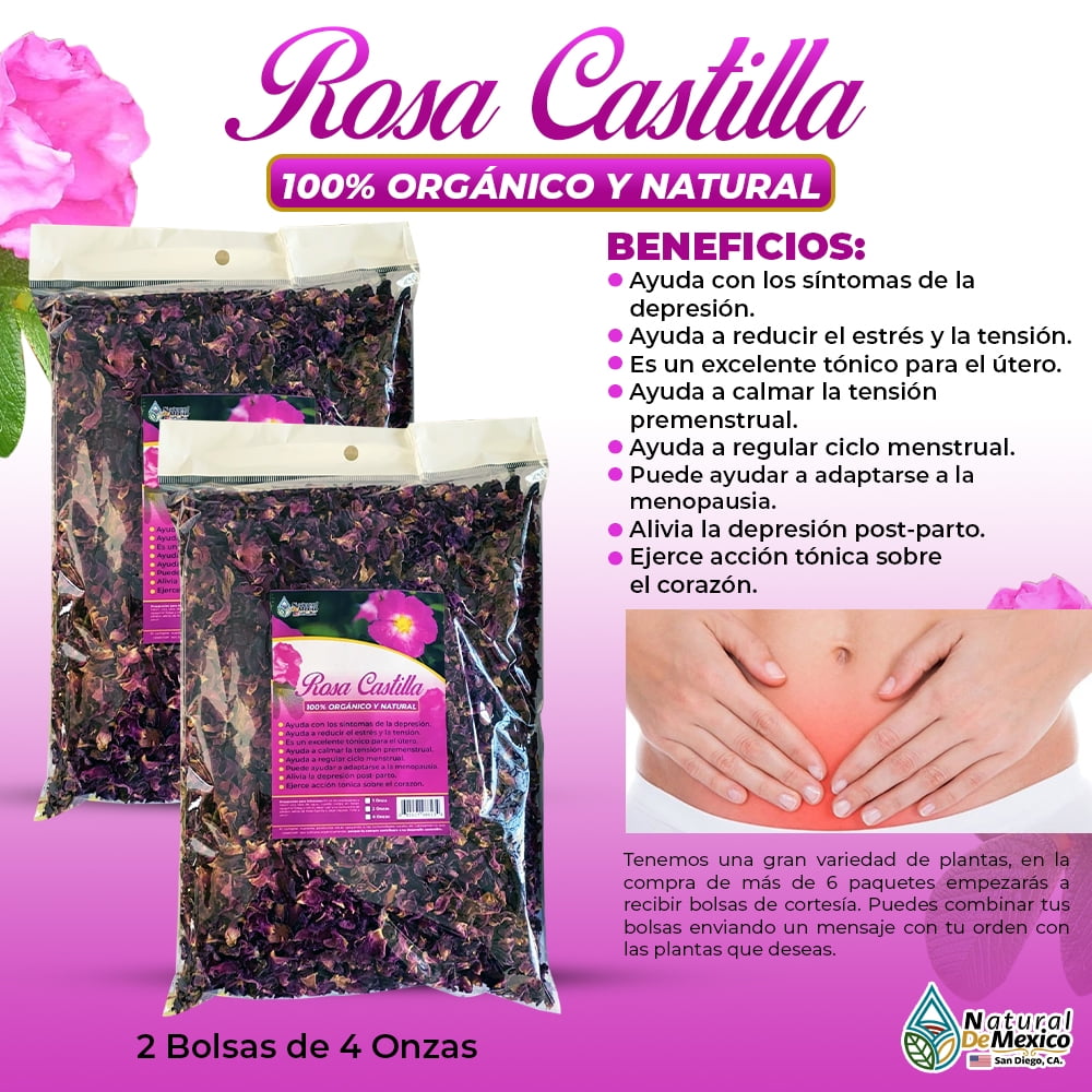 Mimar Cenagal caminar Rosa de Castilla 8 oz-227g. Afrodisiaca, Castile Rose Herbal Tea Natural de  Mexico - Walmart.com