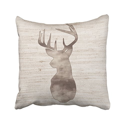 Winhome Decorative Rustic Watercolor Deer Head On Burlap Throw Pillow Case Size 18x18 Inches Two Side Walmart Com Walmart Com
