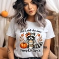 thumbnail image 2 of Graphic T-Shirt Just a Girl Who Loves Pumpkin Spice Raccoon Latte Print for Women, CarolinaBlue, Size S, 2 of 6