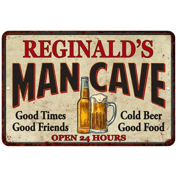 REGINALD'S Man Cave Sign 8 x 12 High Gloss Metal 208120011205