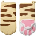 thumbnail image 1 of Guantes de horno Guantes aislantes Dibujos animados Animales Patas de gato Guantes de horno largos Guantes de horno resistentes al calor Guantes de cocina para microondas, Pata de gato naranja, 1 of 5