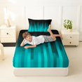 thumbnail image 4 of jejeloiu Teal Black Gradient Art Twin Sheet Sets For Kids,Modern Abstract Geometric Print Bedding For Boy,3pcs, 4 of 6