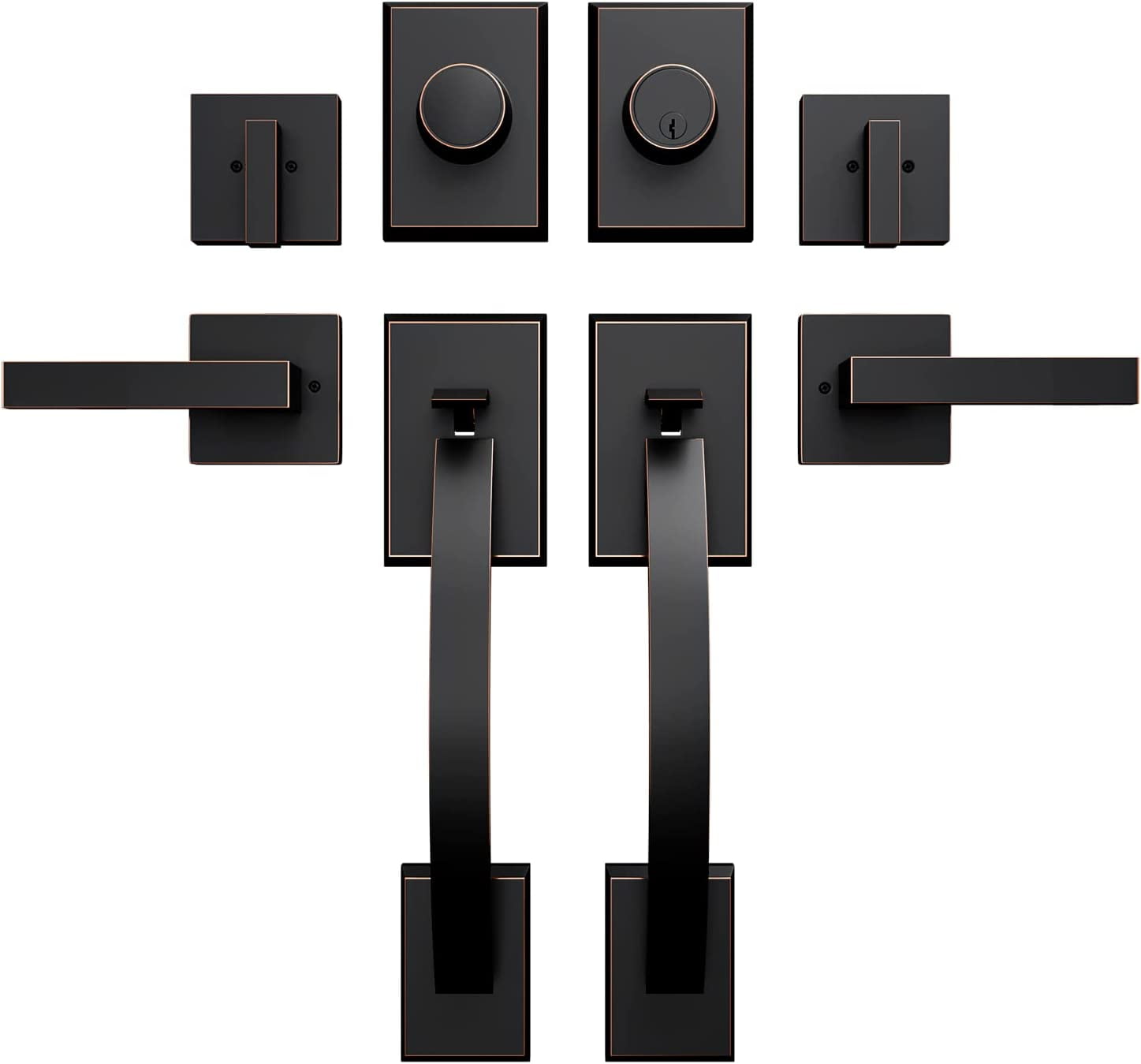 JSTCL Door Handle Sets Double Front Door Handle Set with Handle Lever