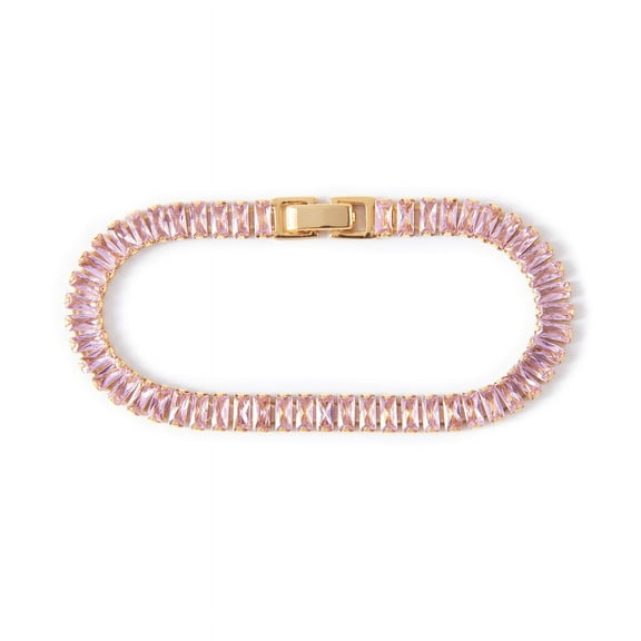Silver Smile - 7 Carat Modern Tennis Bracelet with Pink CZ Stones with Secure Clasp over Sterling Silver| Attractive Design Jewelry for Women |Bracelets in Multiple Sizes