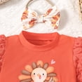 thumbnail image 5 of Ydojg Girls Thanksgiving Day Outfit Set Long Sleeve Romper Bodysuit Cartoon Prints Bottoms Pants Red 3-6 Months, 5 of 8