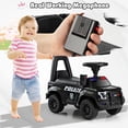 thumbnail image 6 of OLAKIDS Ride On Push Police Car, Toddler Foot-to-Floor Sliding Toy with Siren, Steering Wheel, Megaphone, Horn, Headlights, Under Seat Storage, Kids Racer Walking Gift for Boys Girls 3+ (Black), 6 of 6