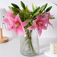thumbnail image 2 of Nvzi 3 piezas de flores artificiales de tacto real para decoración del hogar, oficina, boda, arreglo floral (rosa oscuro, 36 cm de largo), 2 of 3