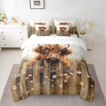thumbnail image 2 of Manfei Brown Highland Cow Bedding Comforter Set 7pcs for Kids, Vibrant Groovy Flower Floral King Bedding Sets, Western Lake House Reversible Bed Sheets, Luxury Bedroom Decor, 2 of 7