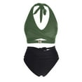 thumbnail image 7 of Afdoent Bikini Sets For Women High Waisted Push Up Two Piece Swimsuits Vintage Retro Ruched Print Bikini Set Beachwear, 7 of 7